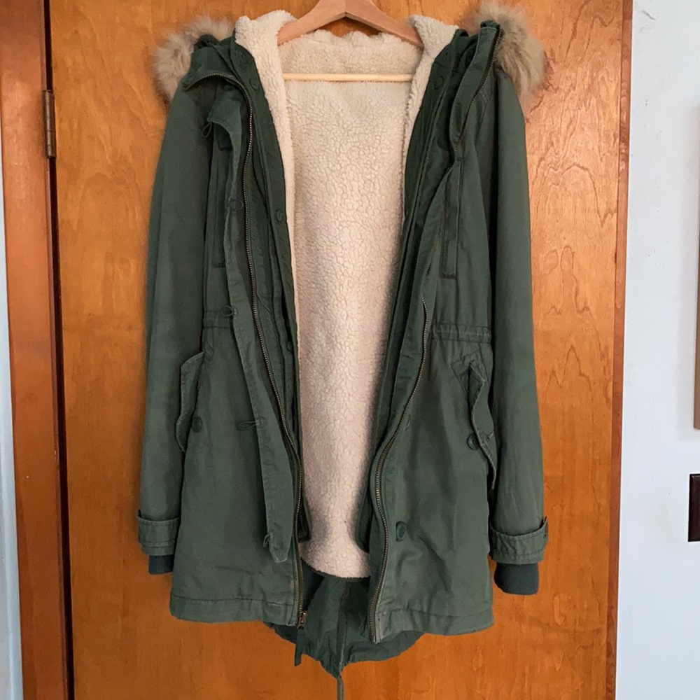 Gap 2 in 1 Cotton Hooded Parka - Coat Sz S Tall